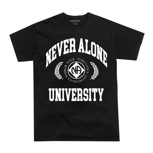 Never Alone University Tee- Black