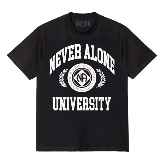 Never Alone University Tee- Black